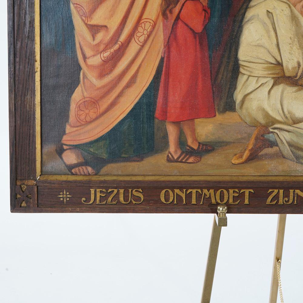 Antique Oil on Canvas Painting, Stations of the Cross, by Wynand Geraedts 1924 2