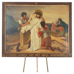 Antique Oil on Canvas Painting, Stations of the Cross, by Wynand Geraedts, 1924