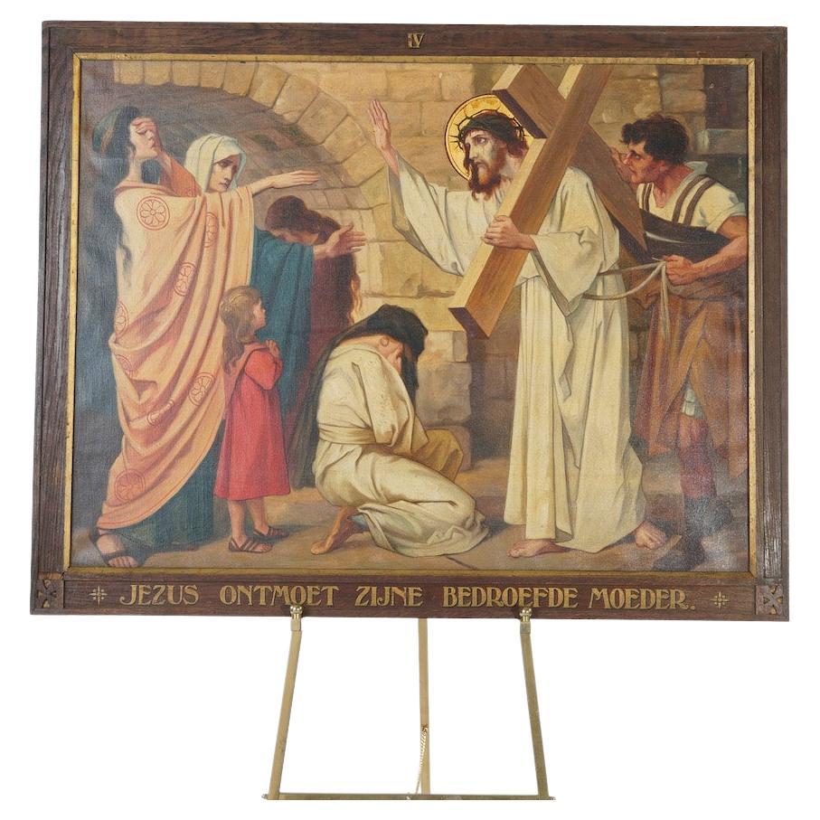 Antique Oil on Canvas Painting, Stations of the Cross, by Wynand Geraedts 1924
