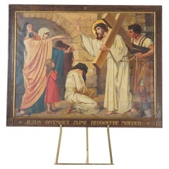 Antique Oil on Canvas Painting, Stations of the Cross, by Wynand Geraedts 1924