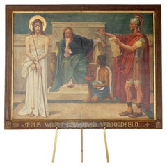 Antique Oil on Canvas Painting, Stations of Cross by Wynand Gezaedts 1924