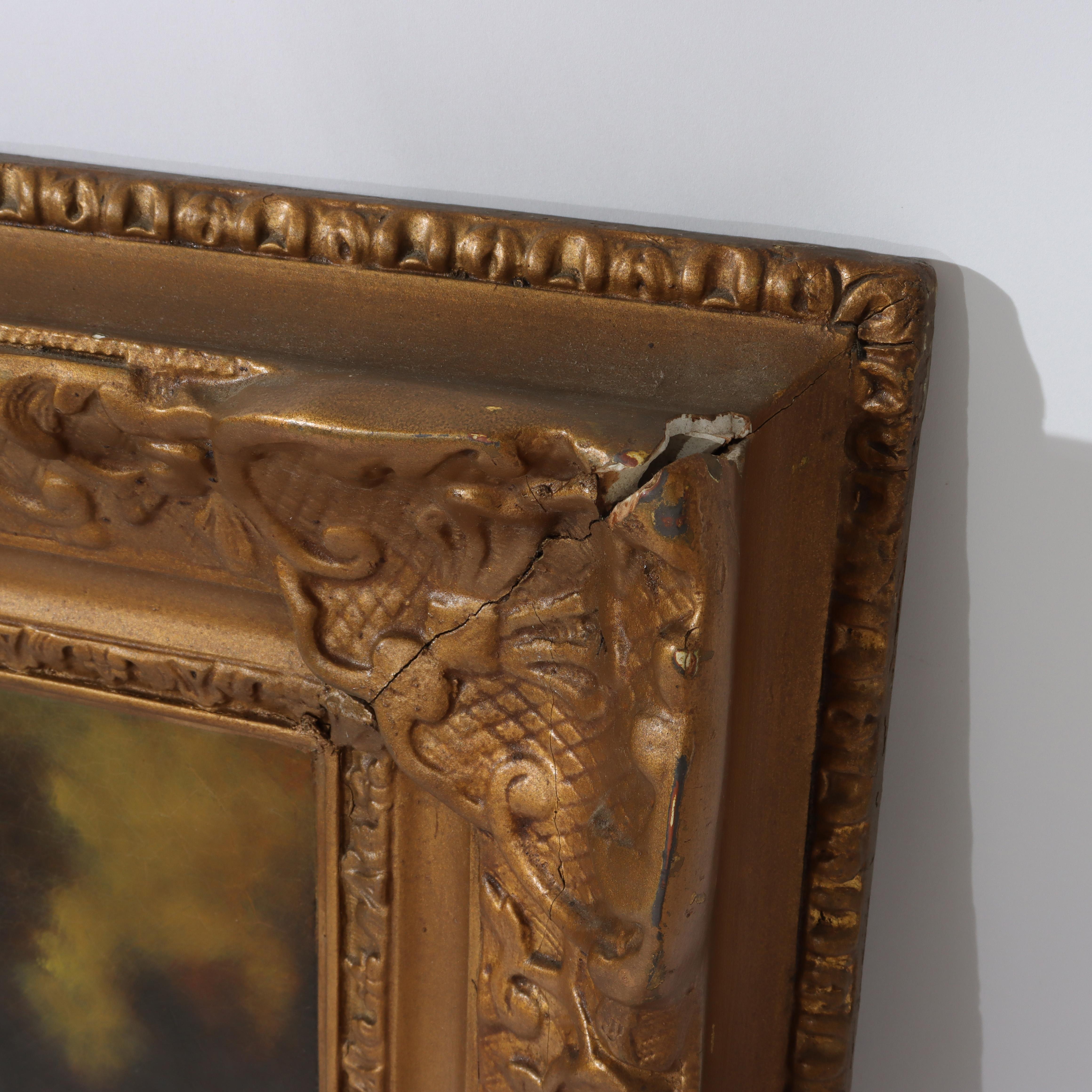 Antike Öl auf Leinwand Gemälde 