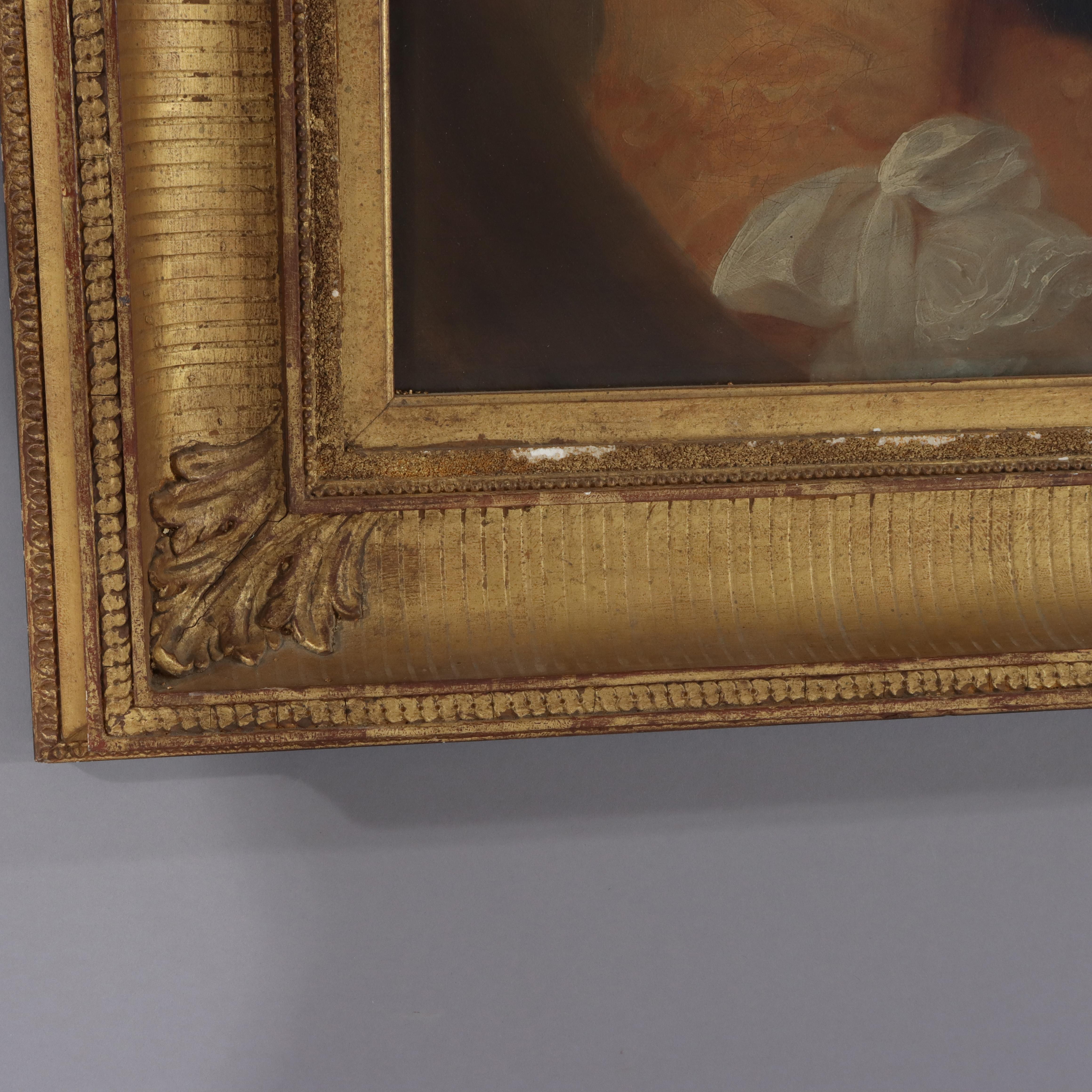 XIXe siècle Huile ancienne sur toile Portrait de Rebecca Solomon, une femme noble,  c1850 en vente