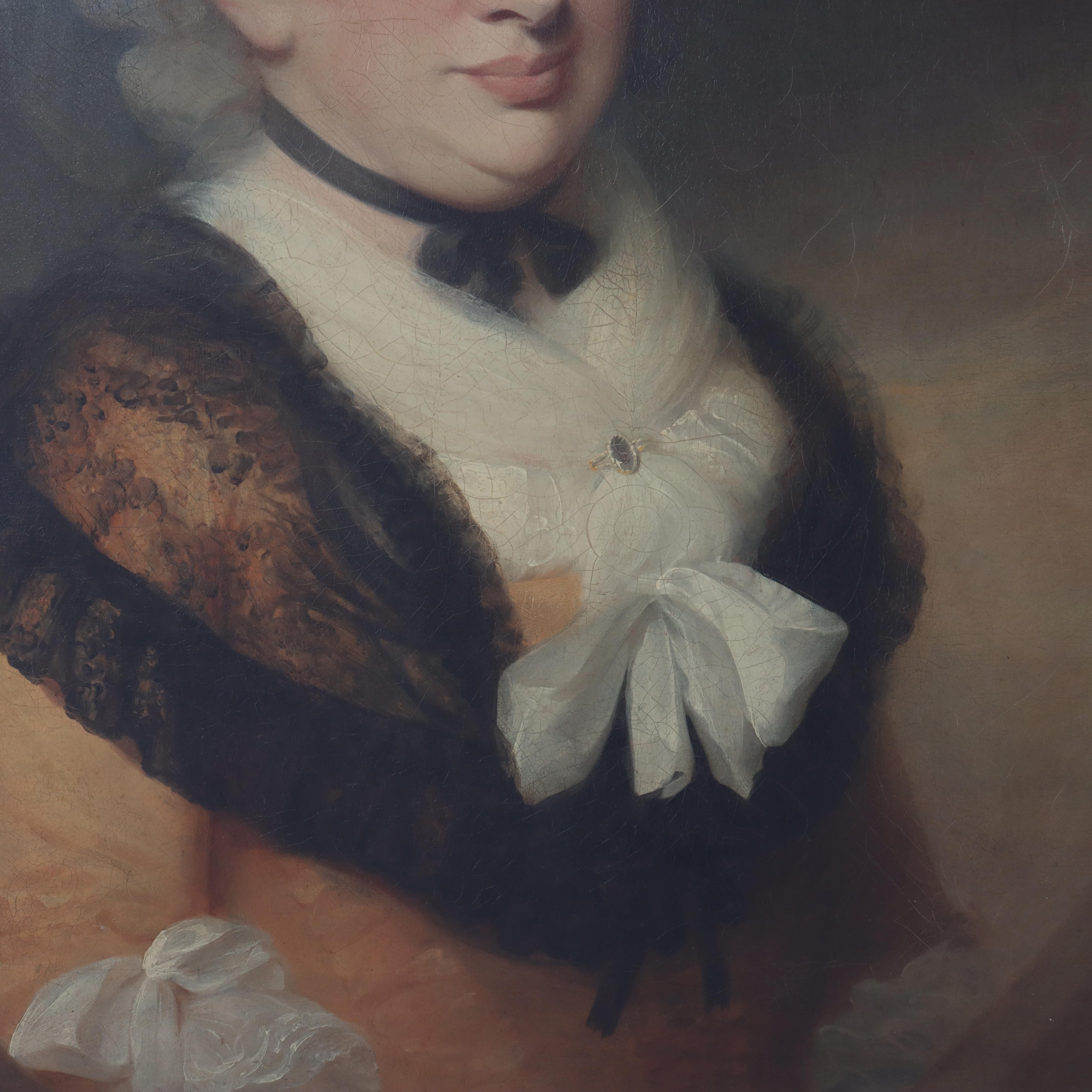 Huile ancienne sur toile Portrait de Rebecca Solomon, une femme noble,  c1850 en vente 2