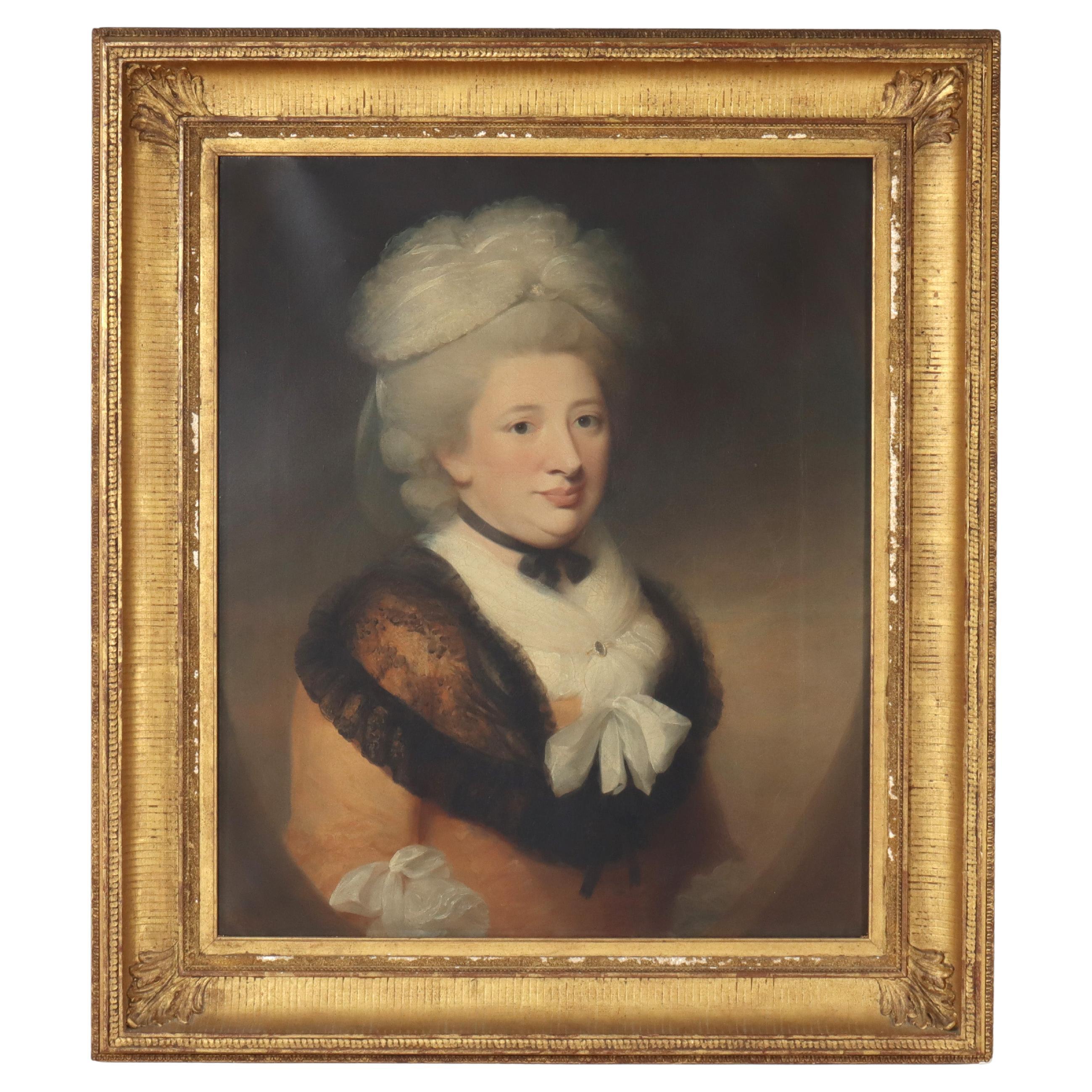 Huile ancienne sur toile Portrait de Rebecca Solomon, une femme noble,  c1850 en vente