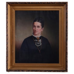 Antique Oil on Canvas Portrait of a Gentleman Baron's Wife, circa 1870