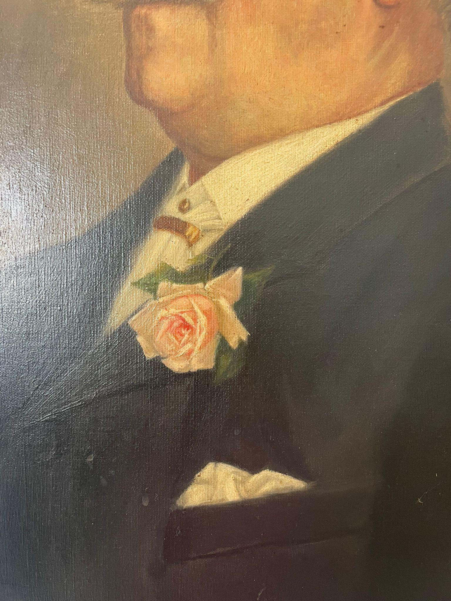 Antique oil on canvas of a gentleman in a quality carved gilded frame. 

A quality painting in a wonderful frame.
Free delivery throughout mainland UK.

Measurements: H 76 x W 67 x D 6.5cm.
Date 1901.
 