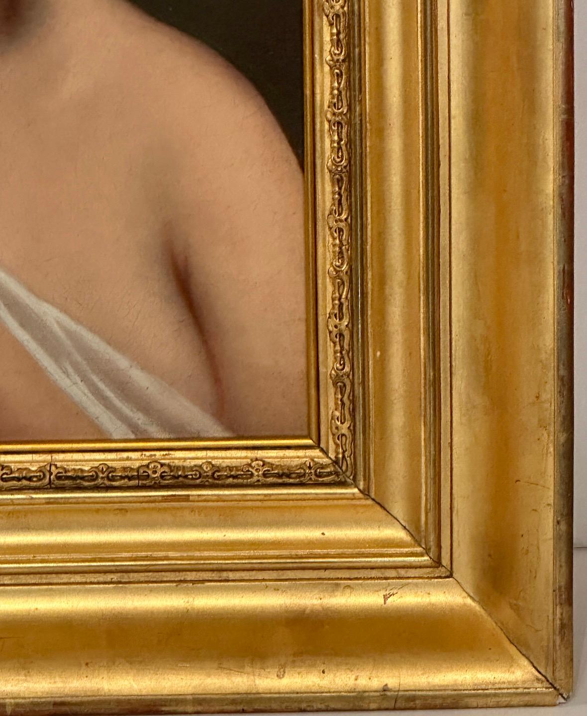 Óleo antiguo sobre lienzo Retrato de una dama Italiano en venta