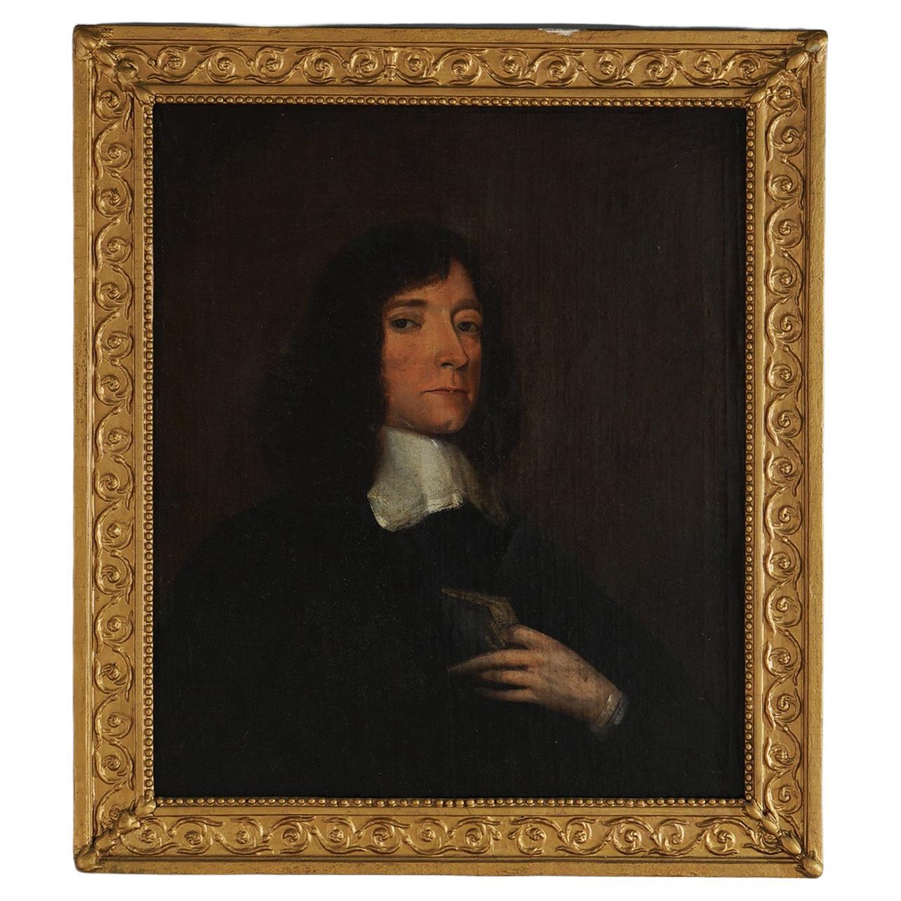 Antique Oil on Canvas Portrait of A Nobleman in Original Giltwood Frame 18thC For Sale