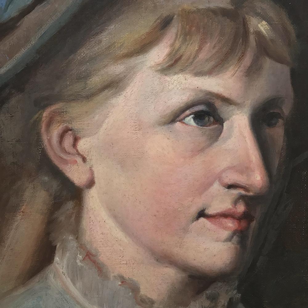 Huile ancienne sur toile « Portrait d'une femme suédoise ». Bon état - En vente à Dallas, TX
