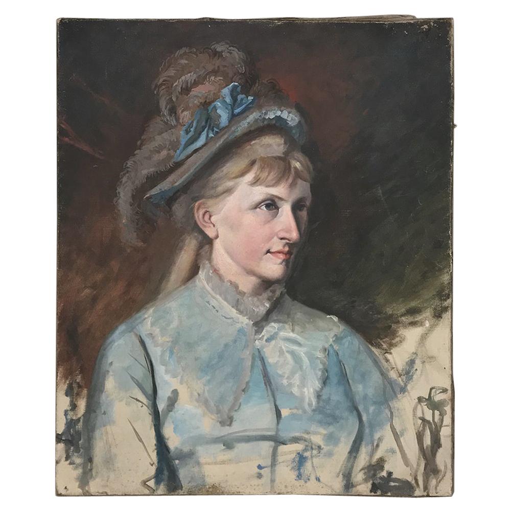 Huile ancienne sur toile « Portrait d'une femme suédoise ». en vente