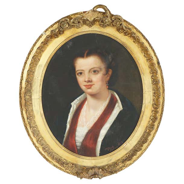 Portrait Rare Antique Oil on Canvas Portrait of a Woman, Artist Signed, circa 1900 ...