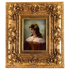 Antique Oil on Canvas Portrait Painting by Moritz Stifter Late 19th Century