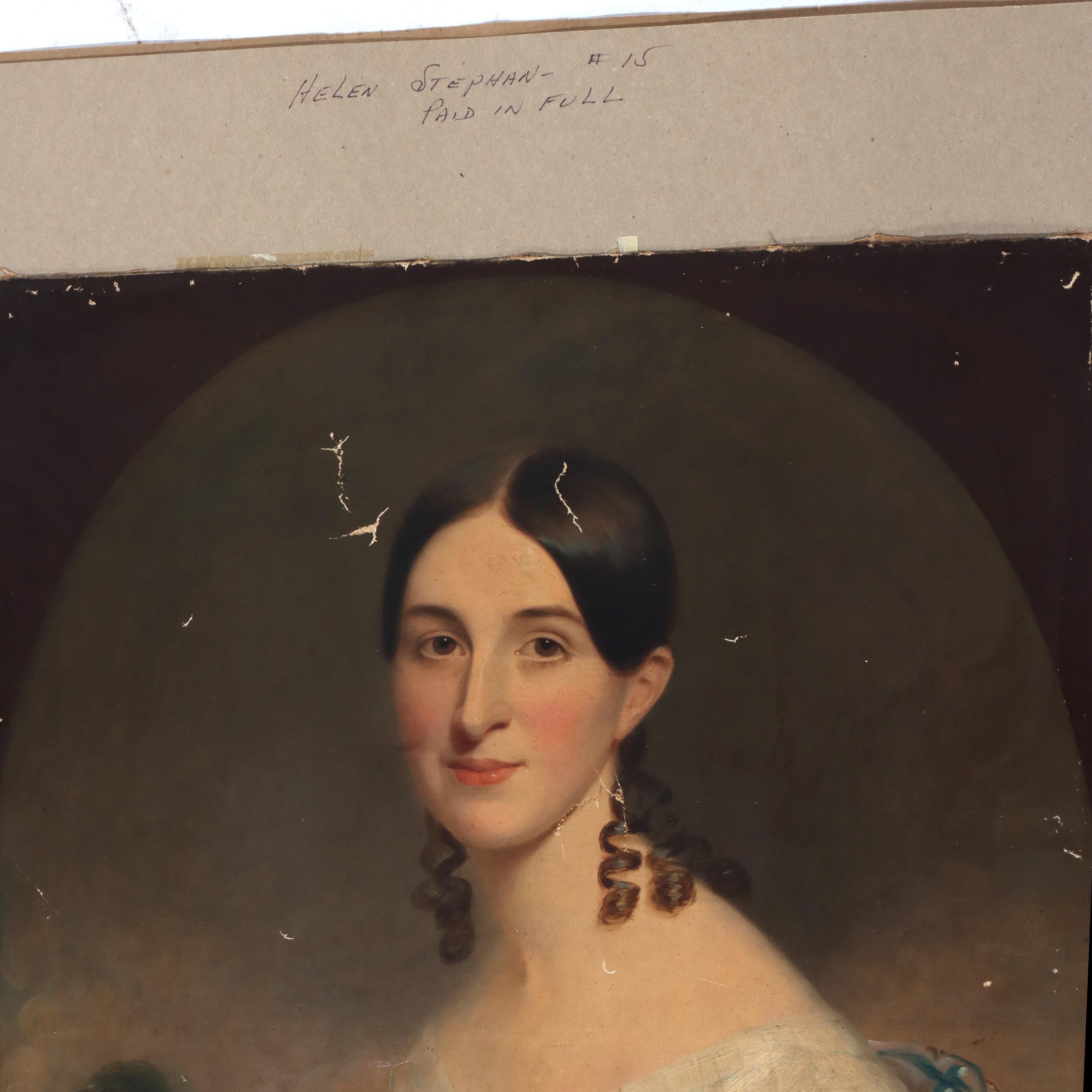 Antike Öl auf Leinwand Porträtmalerei eines Debütanten C1820 (19. Jahrhundert) im Angebot