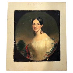 Antike Öl auf Leinwand Porträtmalerei eines Debütanten C1820