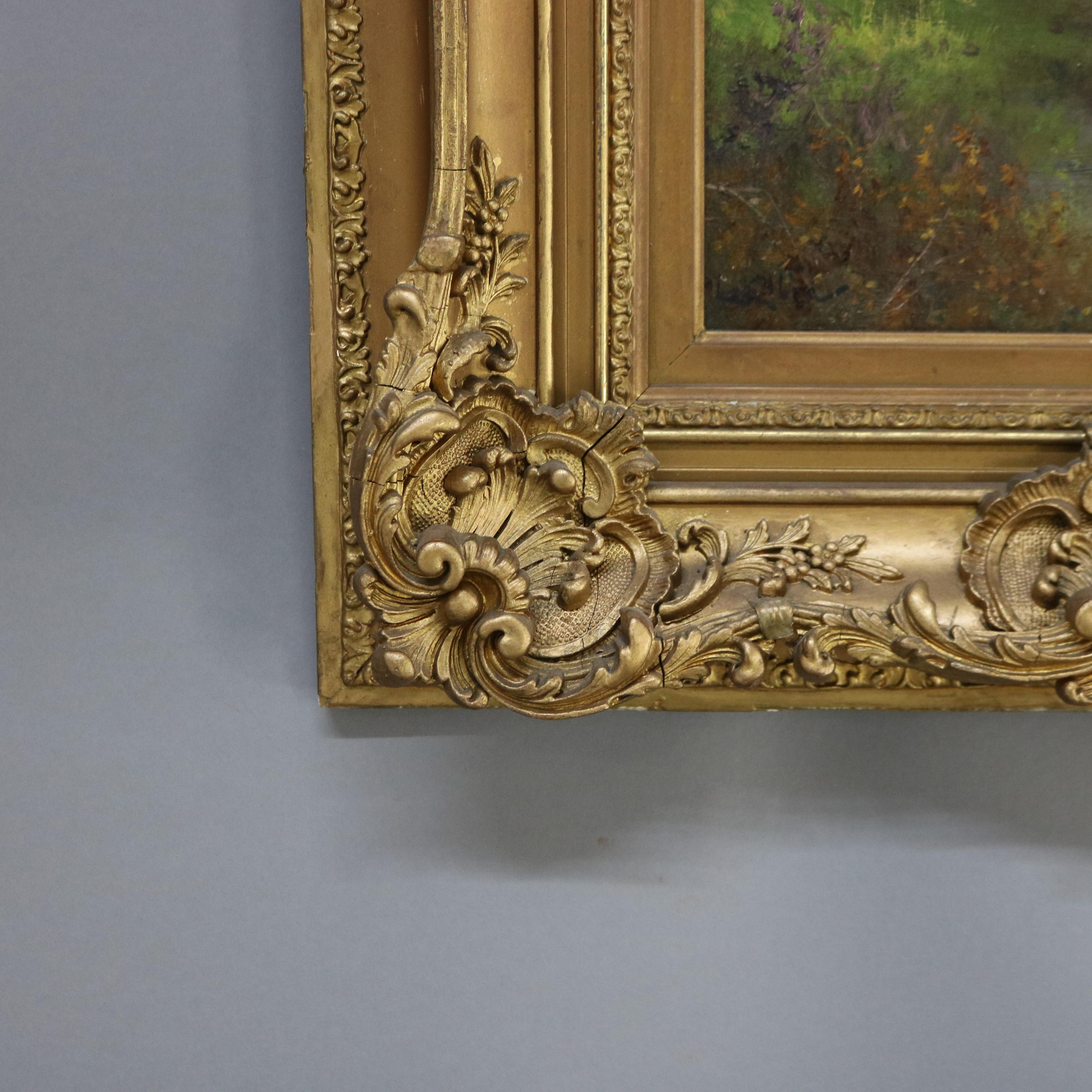 Antique Oil On Canvas Portrait Painting of a Farm Girl Signed C1890 In Good Condition In Big Flats, NY