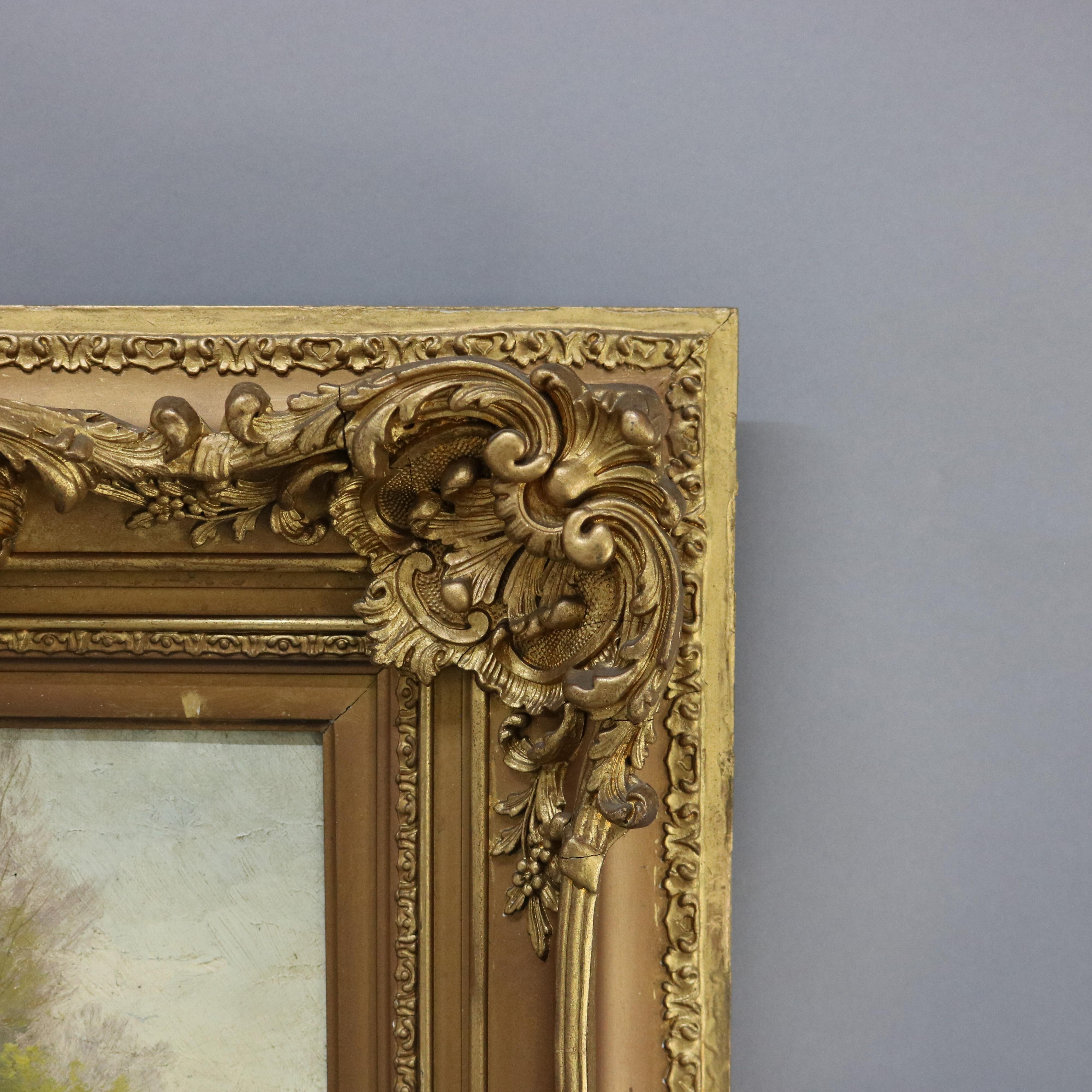 Antique Oil On Canvas Portrait Painting of a Farm Girl Signed C1890 4