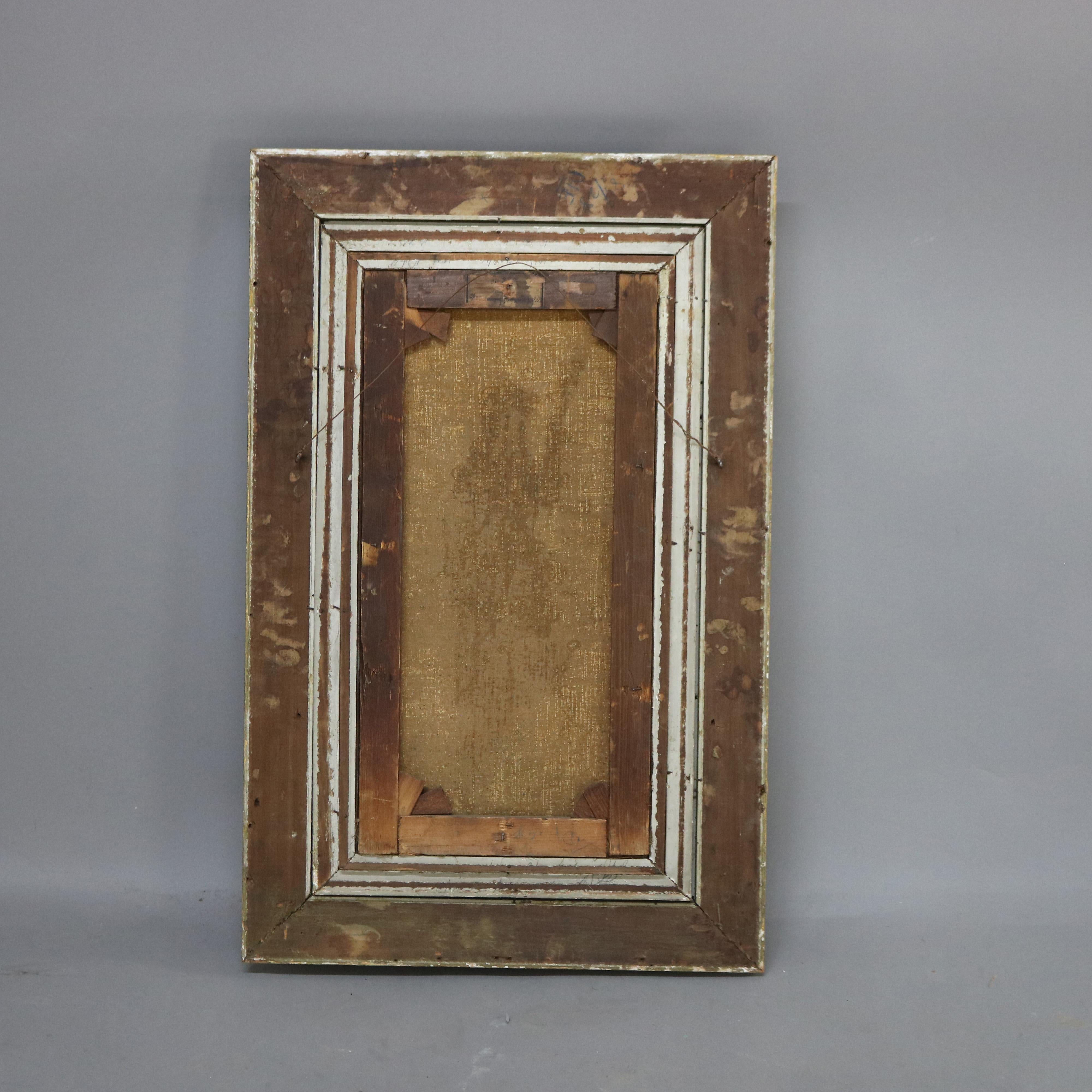Antique Oil On Canvas Portrait Painting of a Farm Girl Signed C1890 5