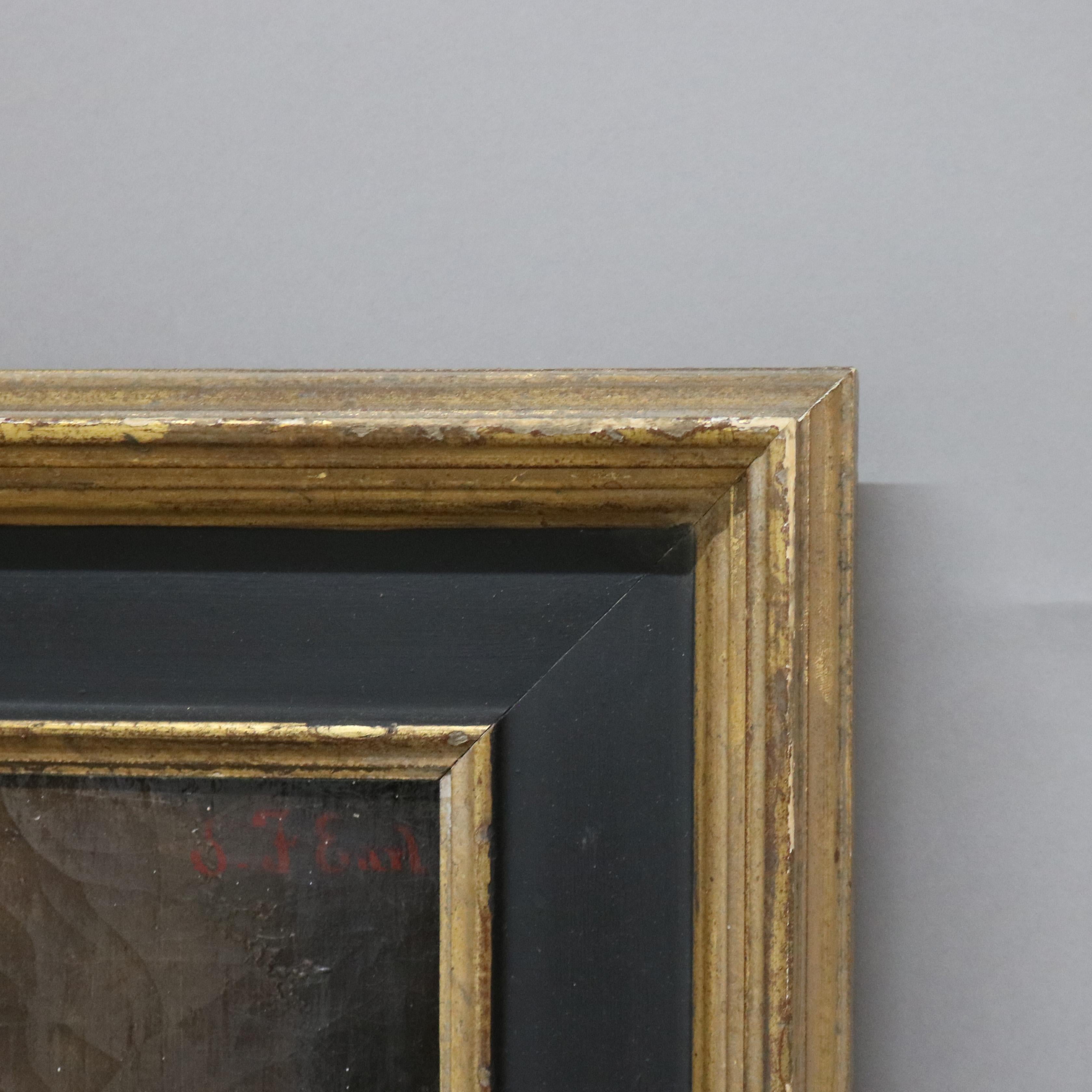 Antique Oil on Canvas Portrait Painting of a Gentleman, Giltwood Framed, C1880 In Good Condition For Sale In Big Flats, NY