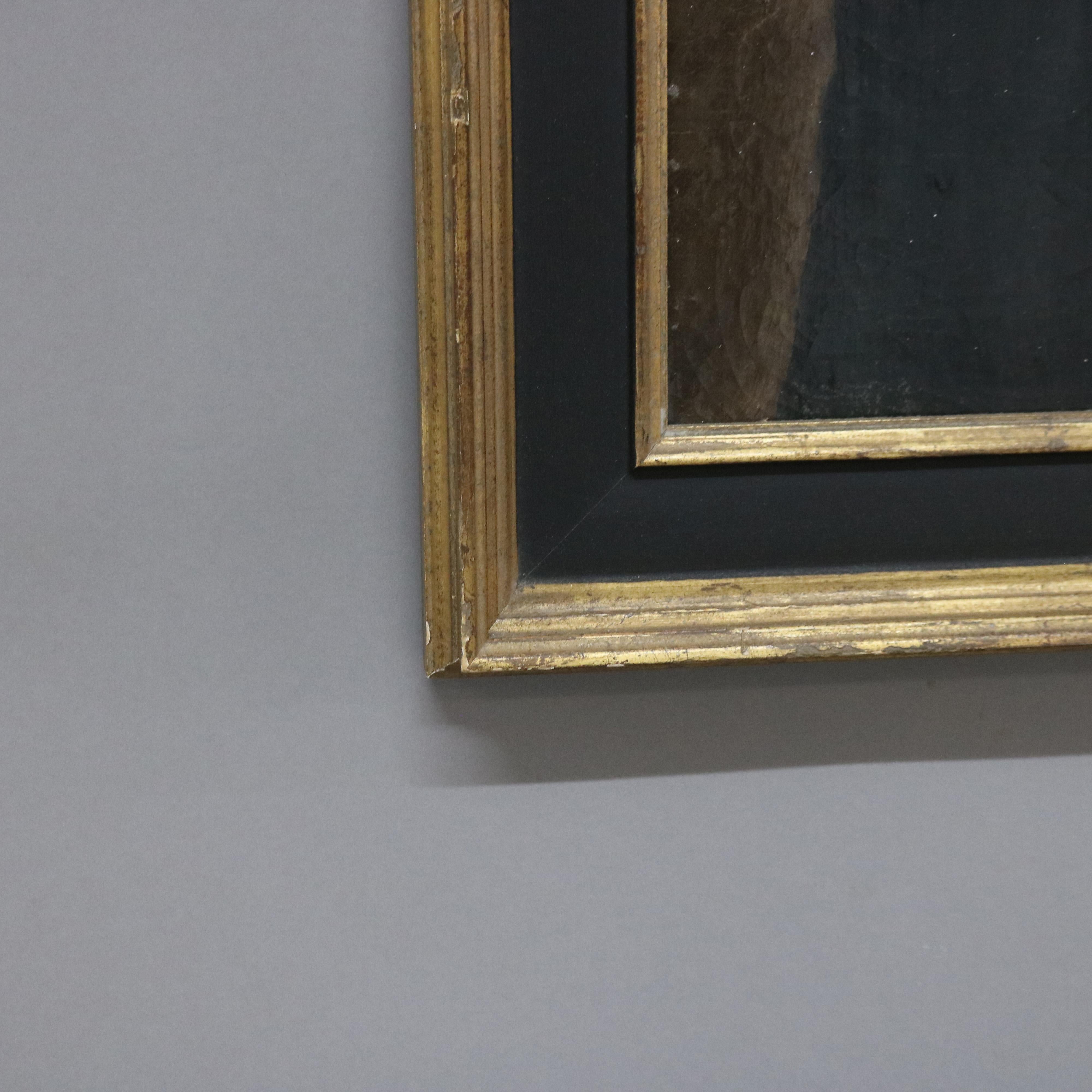 Antique Oil on Canvas Portrait Painting of a Gentleman, Giltwood Framed, C1880 For Sale 1