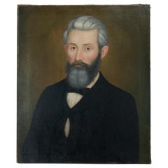 Antique Oil on Canvas Portrait Painting of a Gentleman Merchant, circa 1880