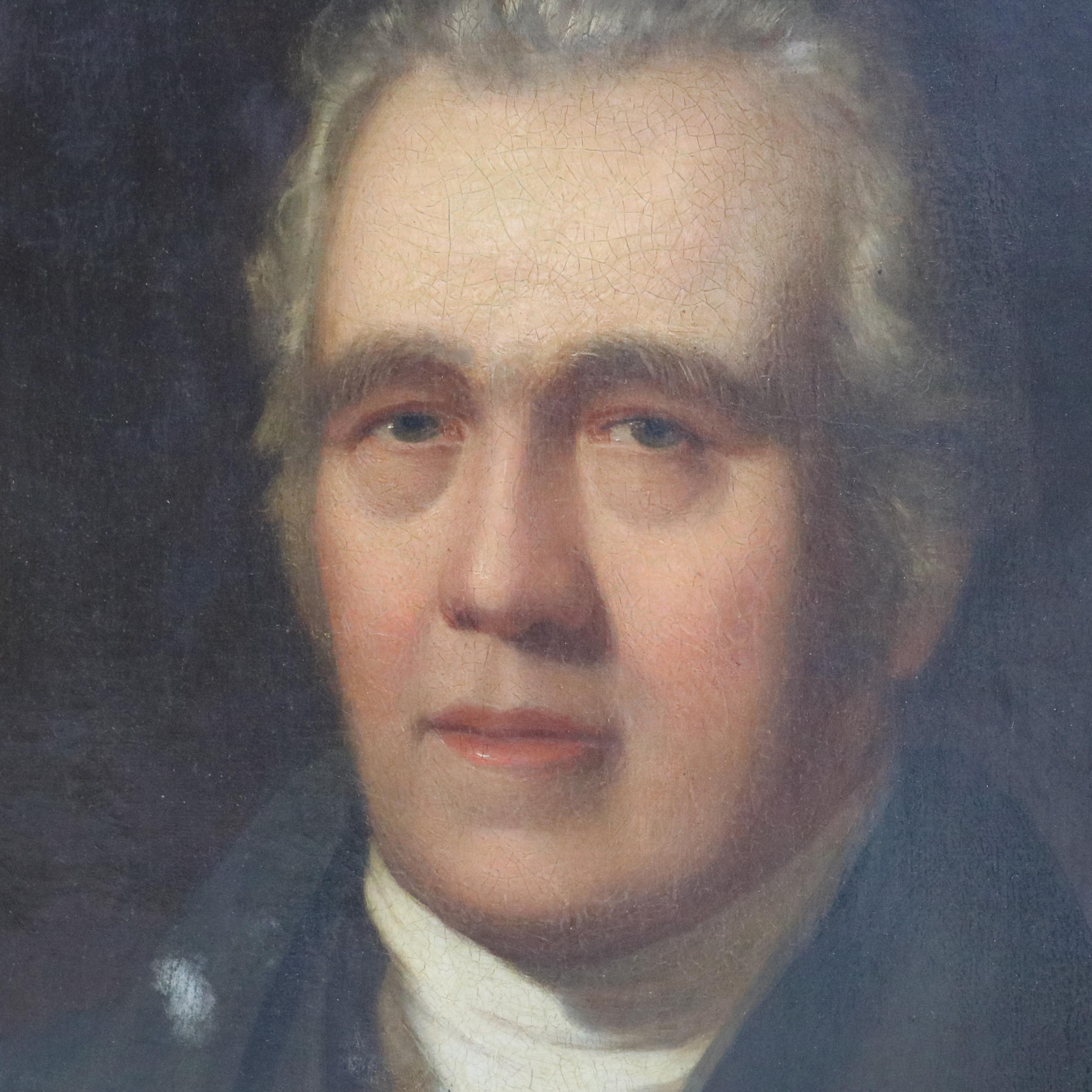 Antique Oil on Canvas Portrait Painting of a Nobleman, Giltwood Framed, C1880 In Good Condition In Big Flats, NY