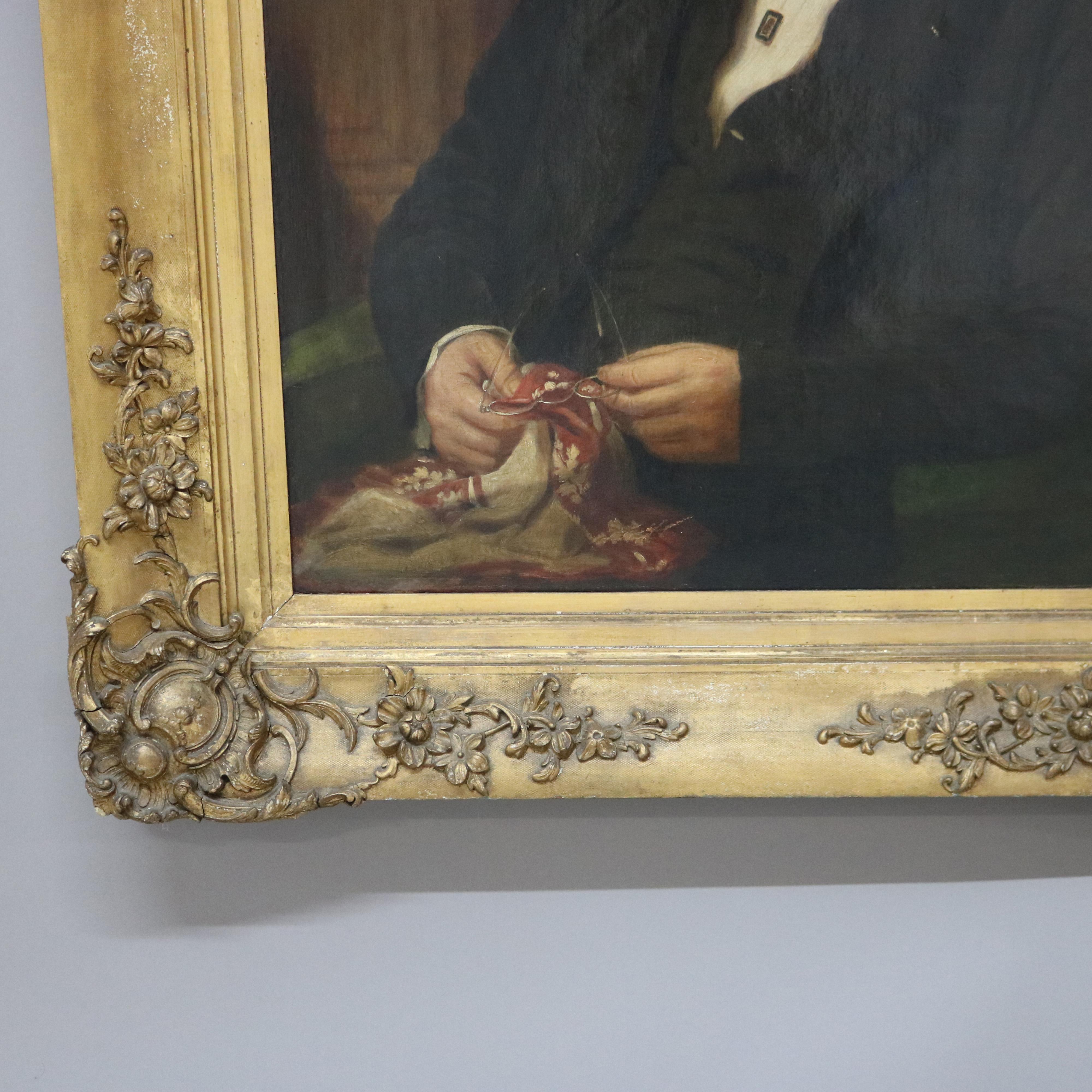 Antique Oil on Canvas Portrait Painting of a Nobleman, Giltwood Framed, C1880 3