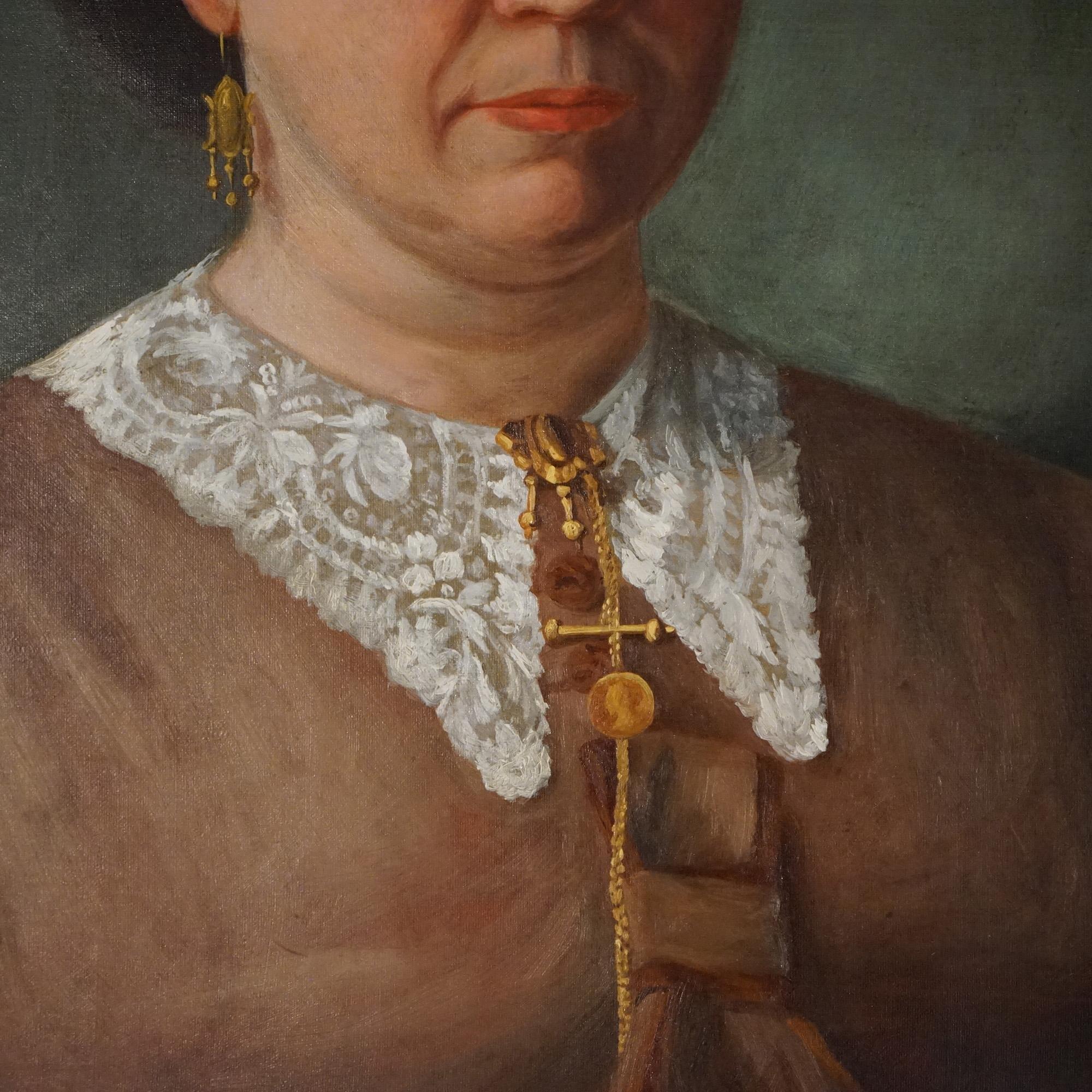 Antique Oil on Canvas Portrait Painting of a Woman C1890 For Sale at ...