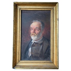 Antique Oil On Canvas Portrait Painting Of Gentleman
