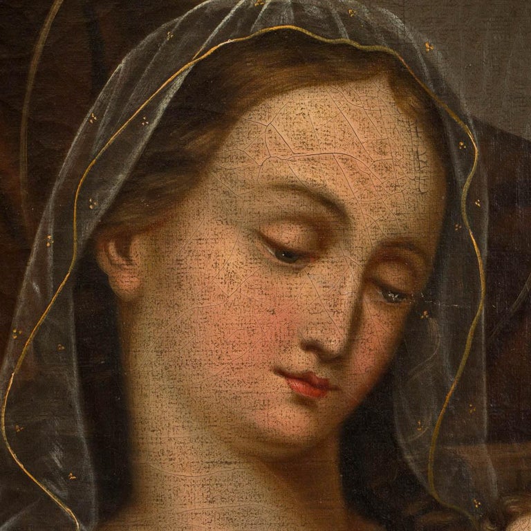 Antique Oil on Canvas Religious Painting of the Holy Family at 1stDibs