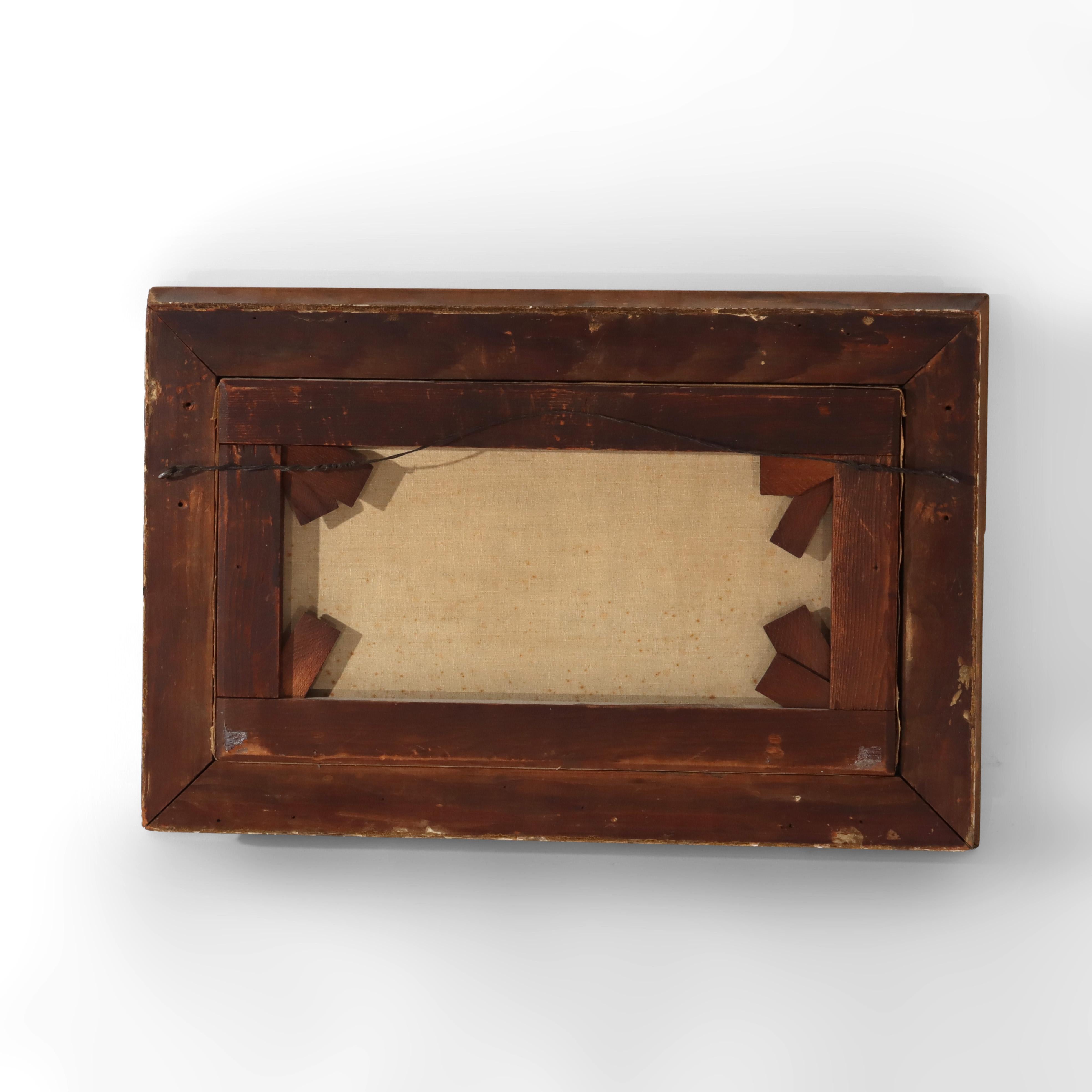 Antike Öl auf Leinwand Seelandschaft Gemälde C1890 im Angebot 5