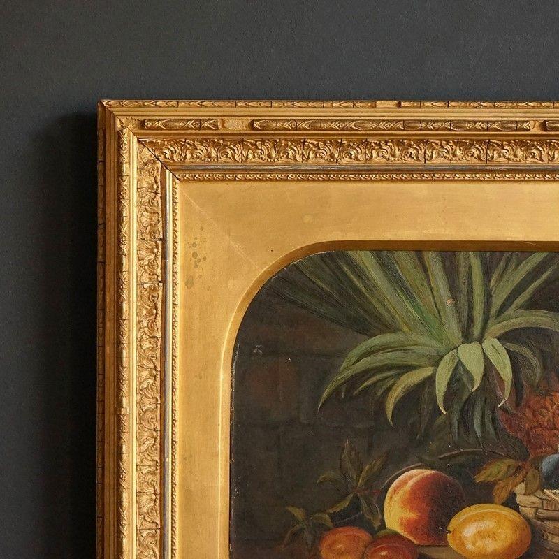 Antique Original Oil on Canvas Still Life Painting Depicting Fruit, 1880 In Good Condition For Sale In Bristol, GB