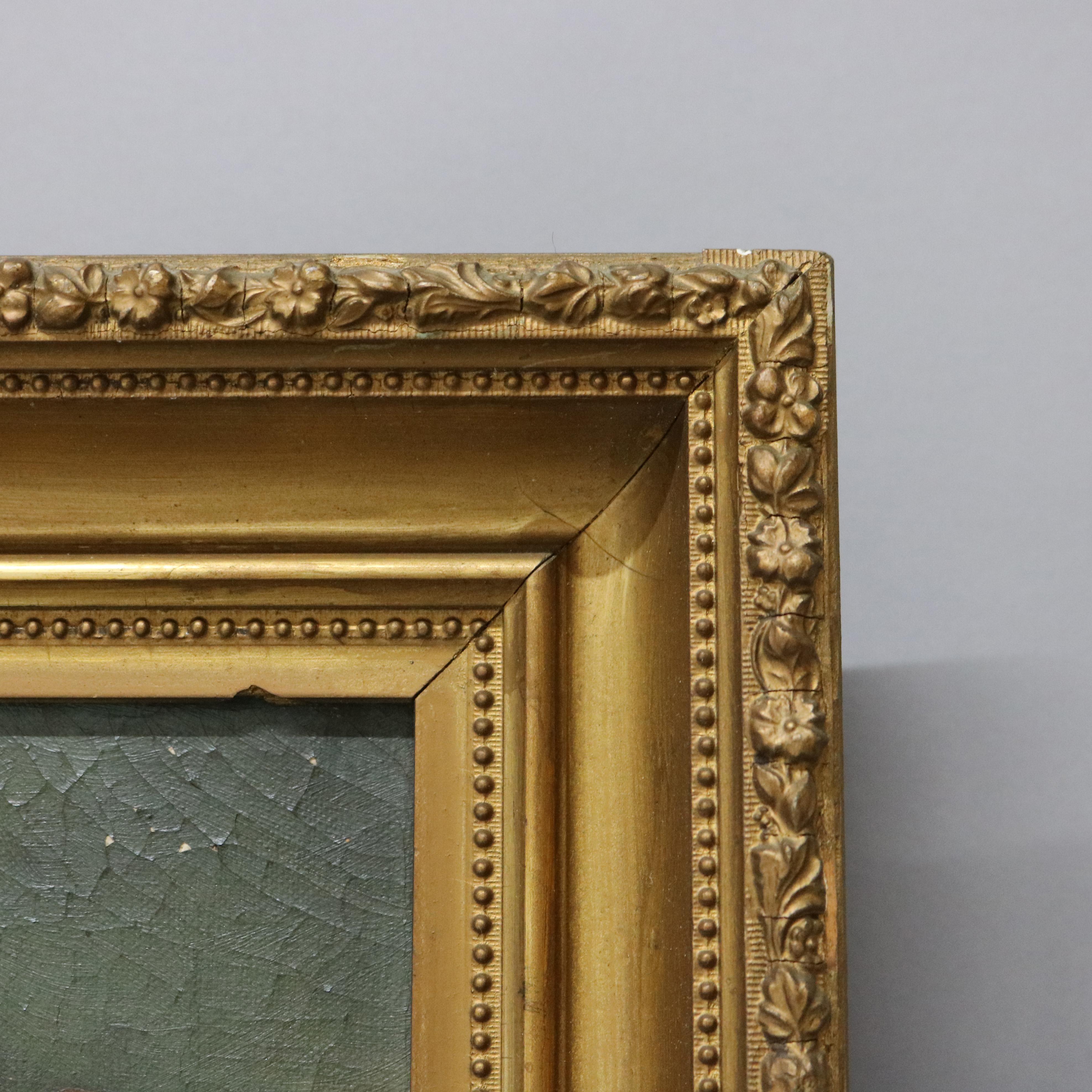 Antique Oil on Canvas Still Life Painting of Roses Signed by S. Campbell C1843 1