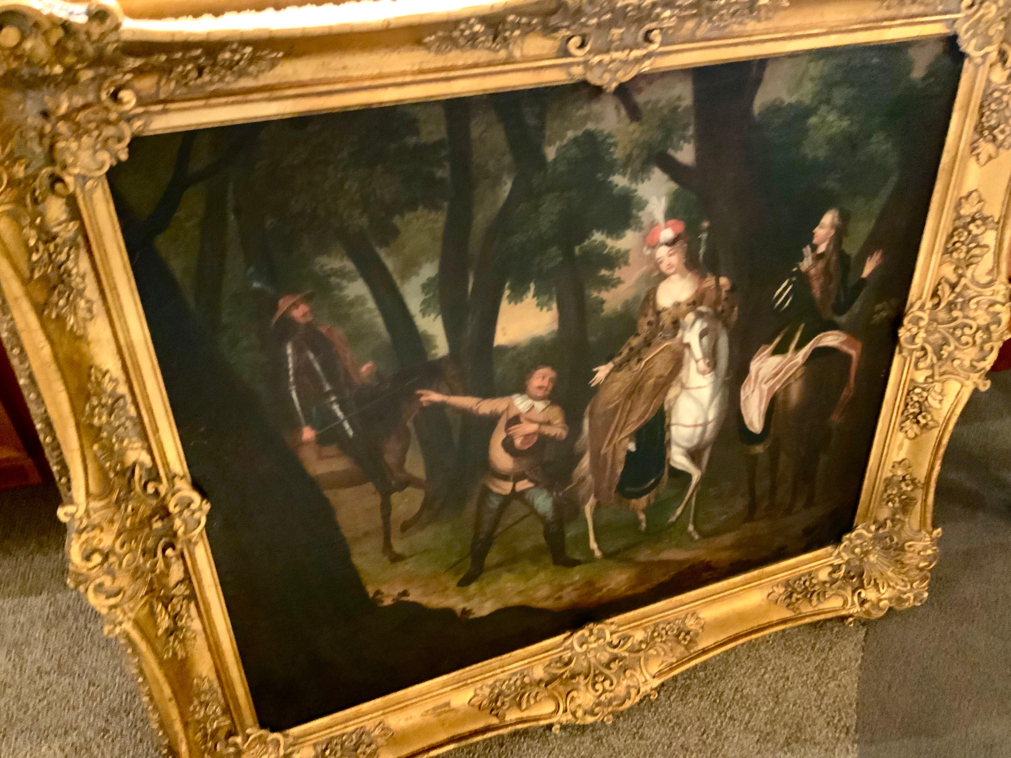 French Antique Oil on Canvas, Story of Don Quixote After Charles-Antoine Coypel