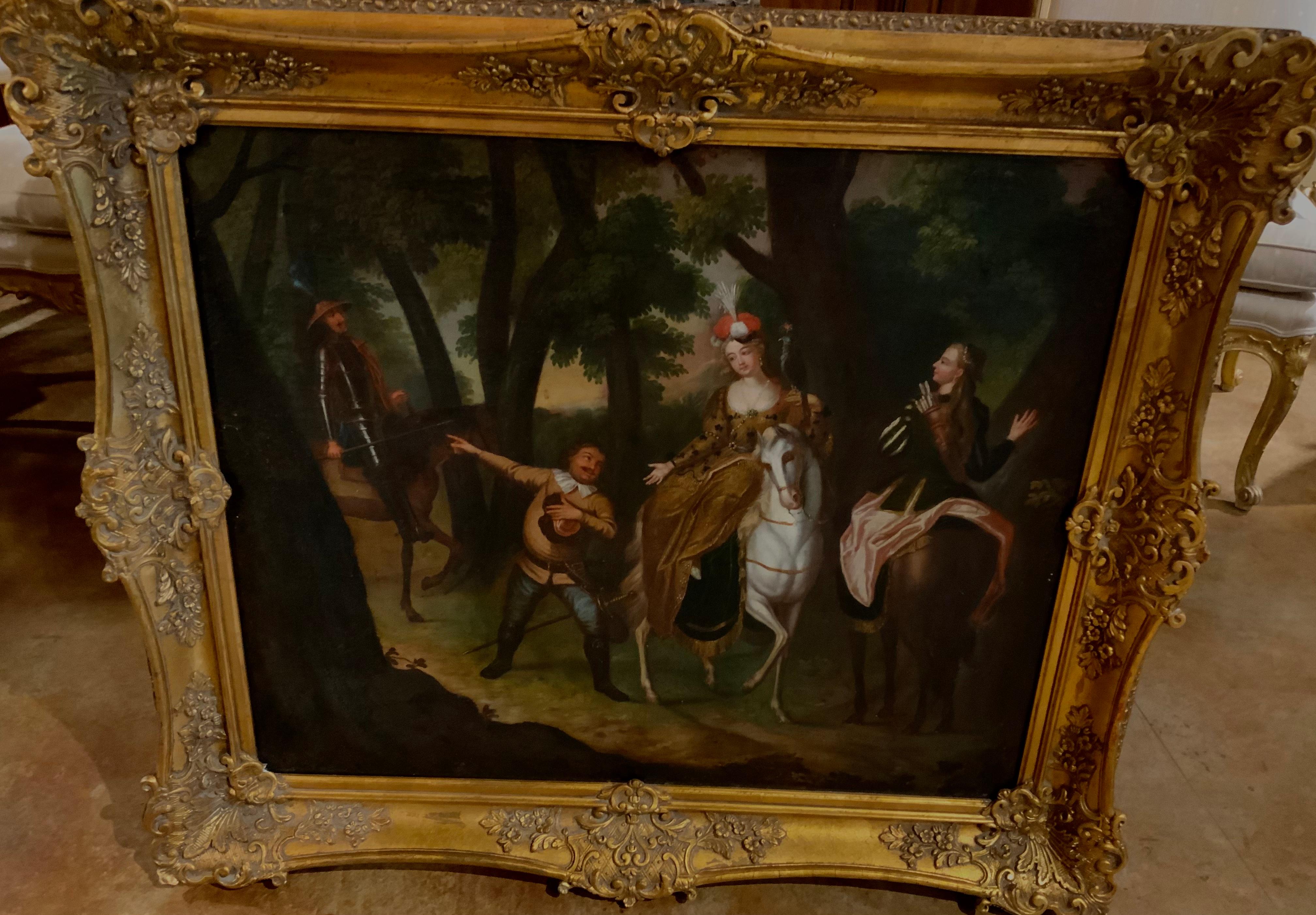 Antique Oil on Canvas, Story of Don Quixote After Charles-Antoine Coypel In Good Condition In Houston, TX