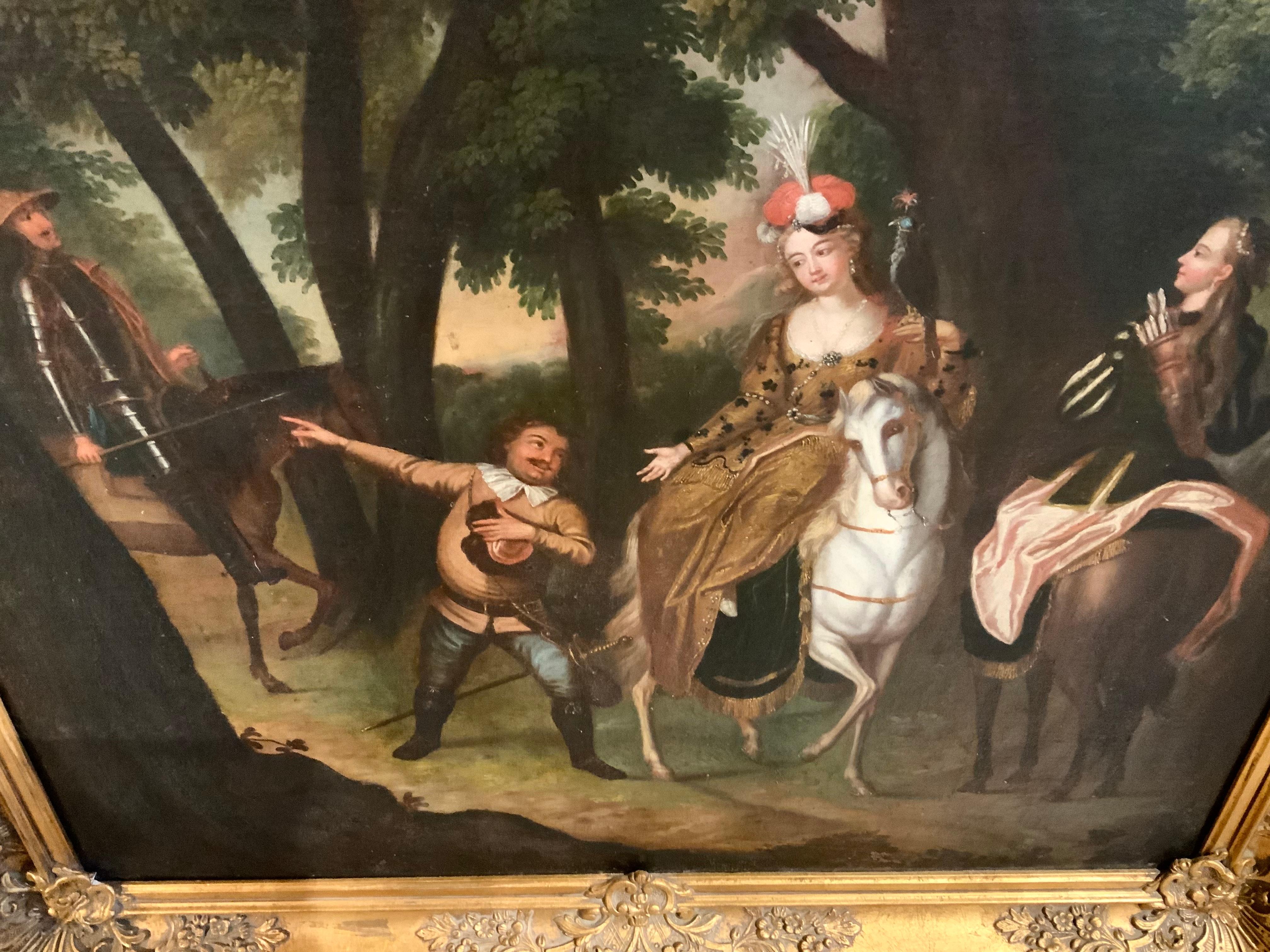 18th Century Antique Oil on Canvas, Story of Don Quixote After Charles-Antoine Coypel