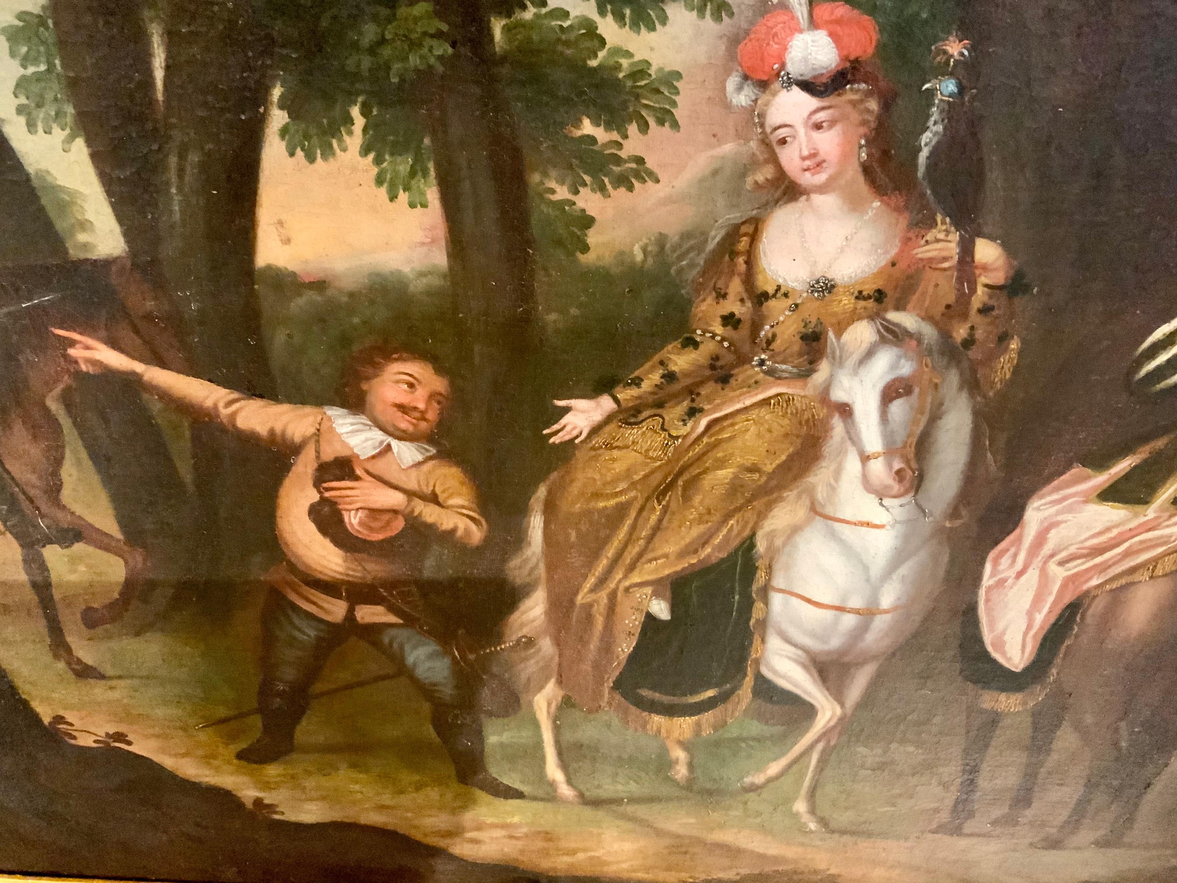 Antique Oil on Canvas, Story of Don Quixote After Charles-Antoine Coypel 1
