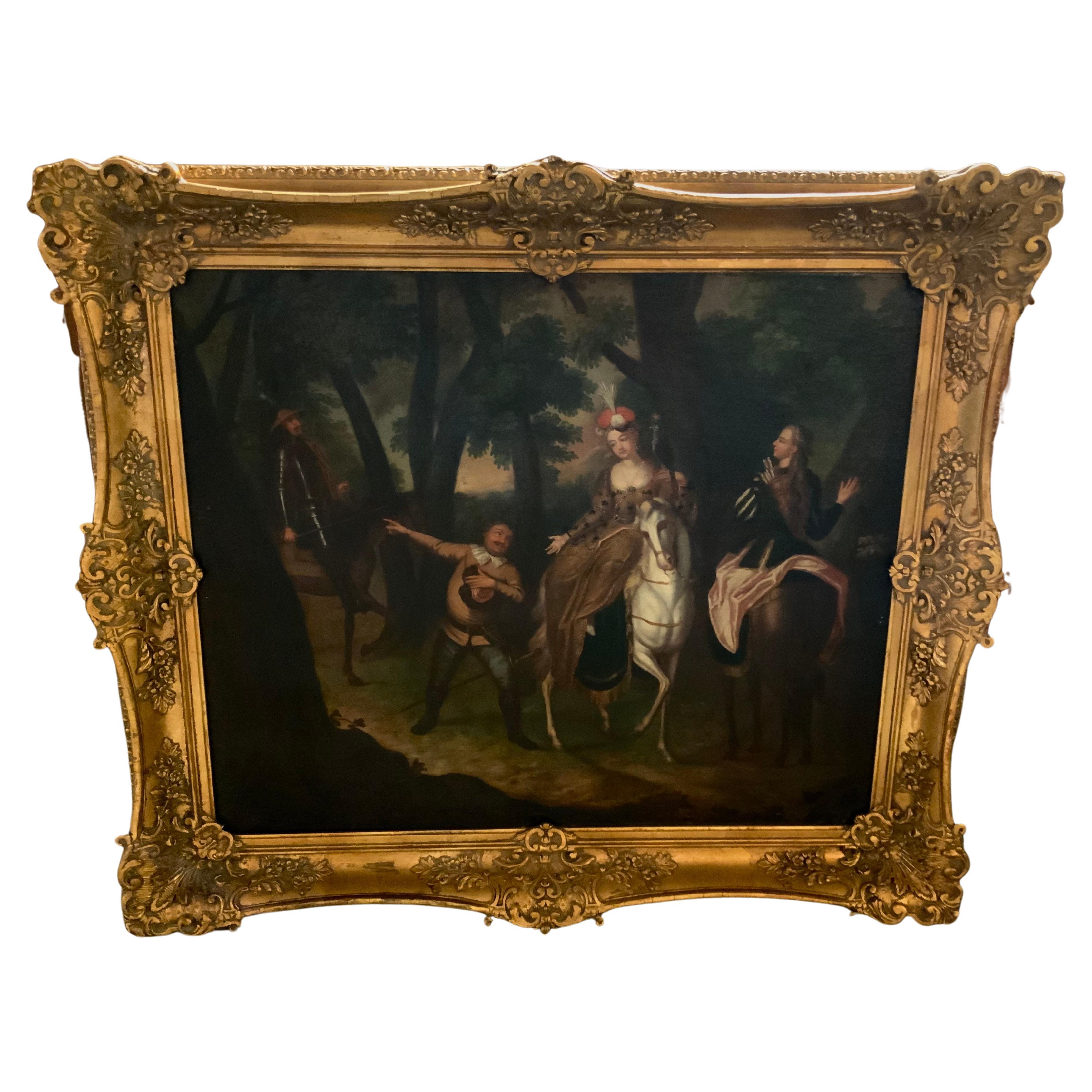 Antique Oil on Canvas, Story of Don Quixote After Charles-Antoine Coypel