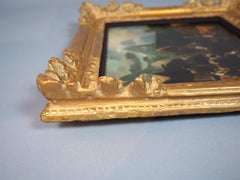 Antique Oil on Copper Painting of an Alpine Village Scene