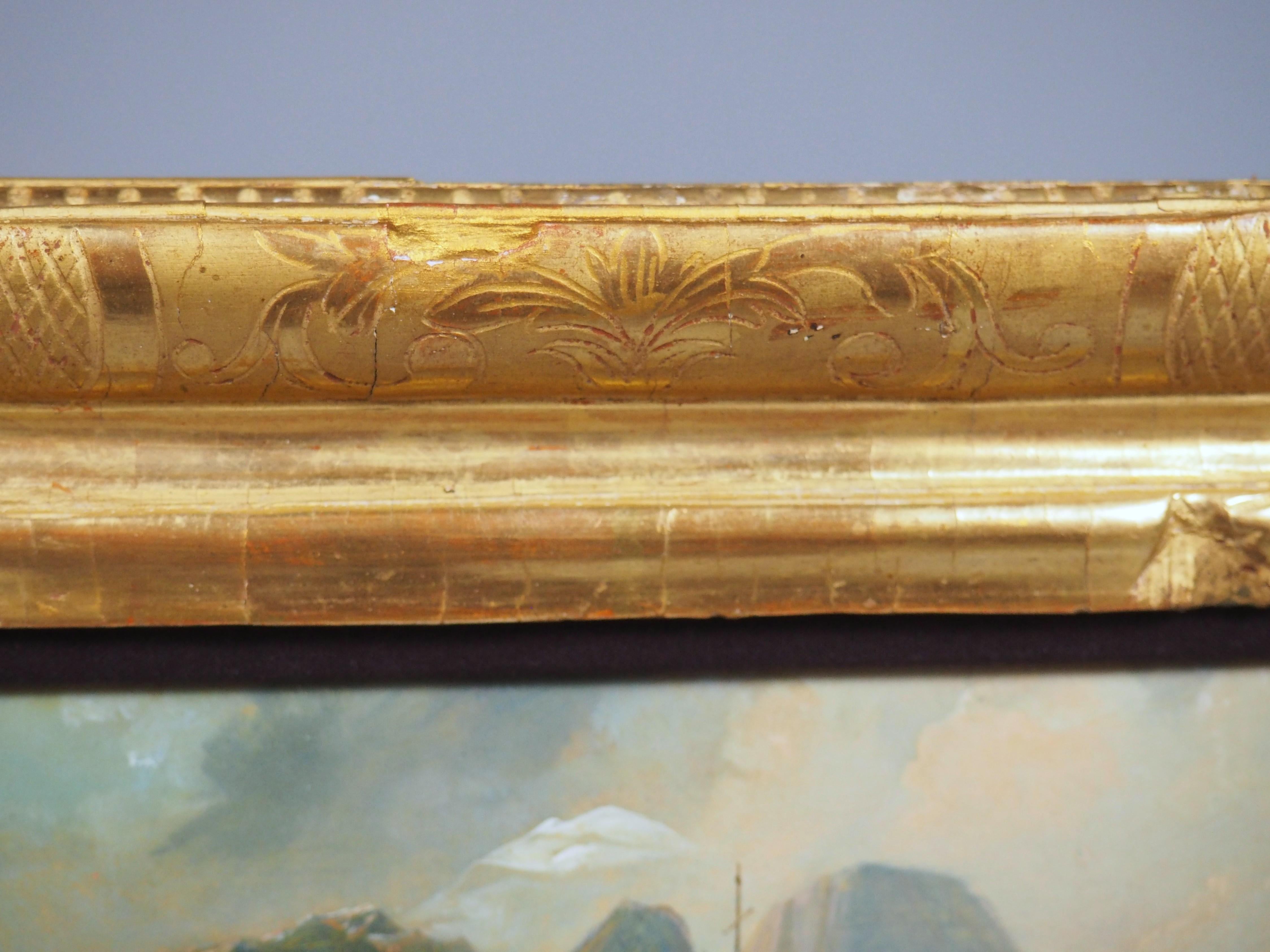 Antikes Öl auf Kupfer Gemälde einer alpinen Dorfszene im Angebot 2