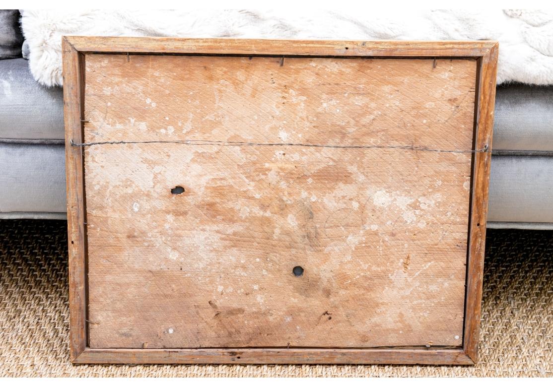 Rustico Antico olio su pannello di Wood Scene di baia in vendita