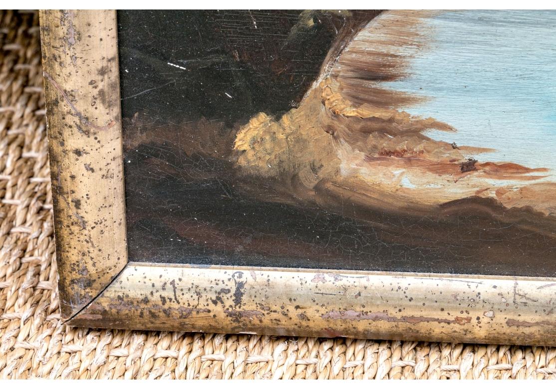 Legno Antico olio su pannello di Wood Scene di baia in vendita
