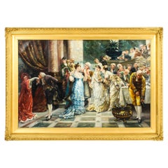 Antique Oil Painting by Albert Ludovici Jnr 'The Get Together' Dated 1877