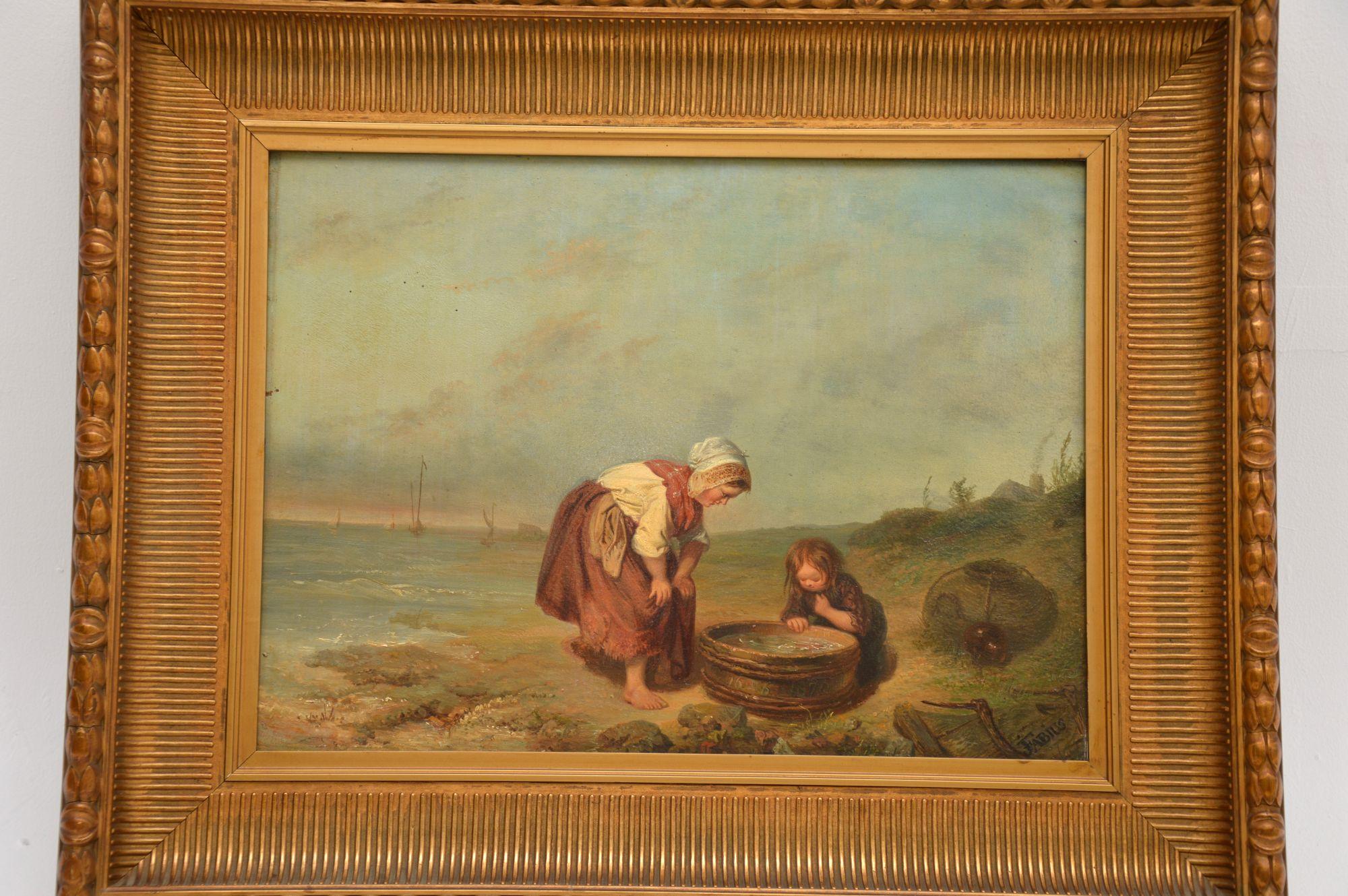 High Victorian Antique Oil Painting by Jan Fabius, 1820-1889 For Sale