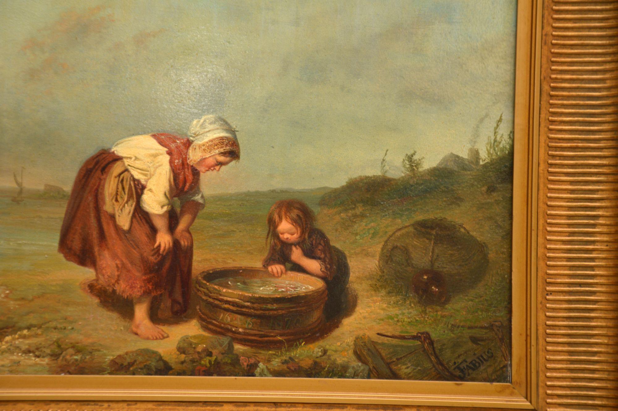 Dutch Antique Oil Painting by Jan Fabius, 1820-1889 For Sale