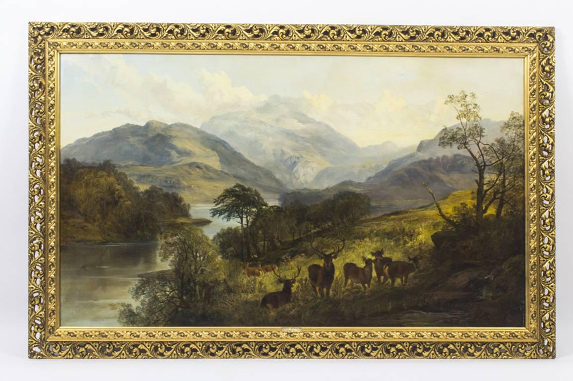 Antique Oil Painting by Scottish Artist Joseph Denovan Adams Signed, 1865 2
