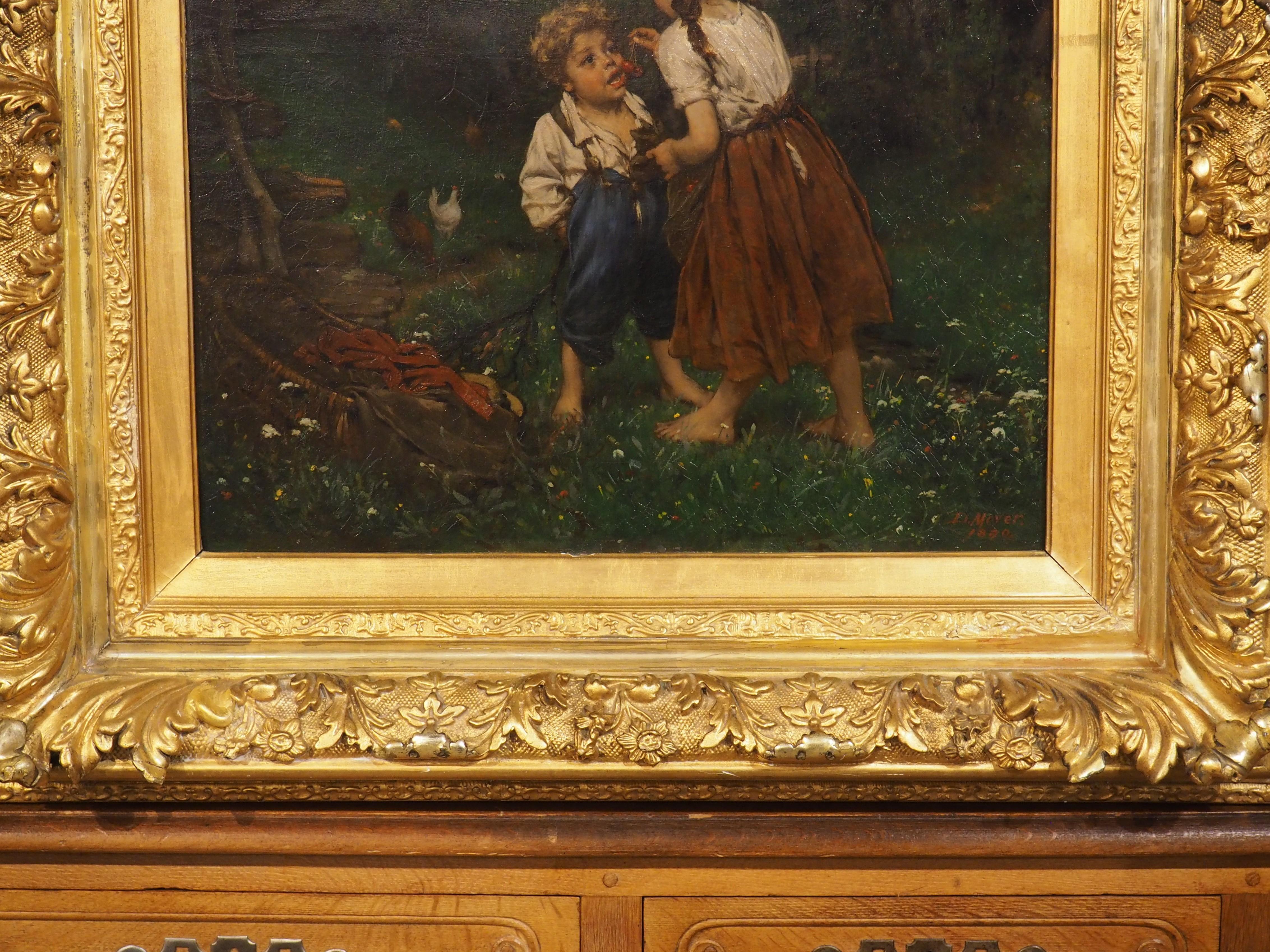 Hand-Carved Antique Oil Painting, 