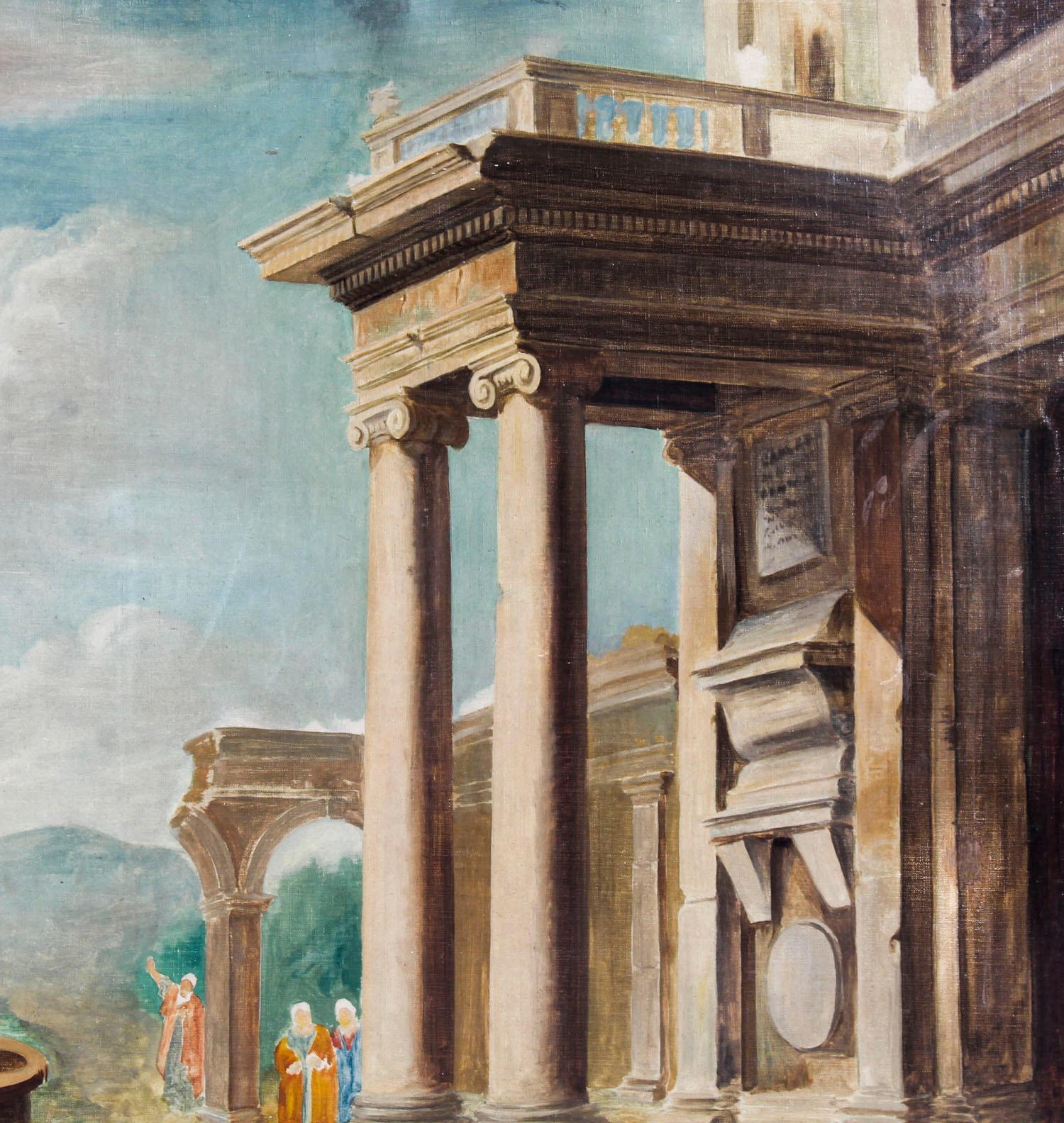 Late 19th Century Antique Oil Painting 'Classical Roman Ruins', 19th Century