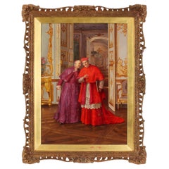 Antique Oil Painting "Confidences" Renato Moretti 19th Century
