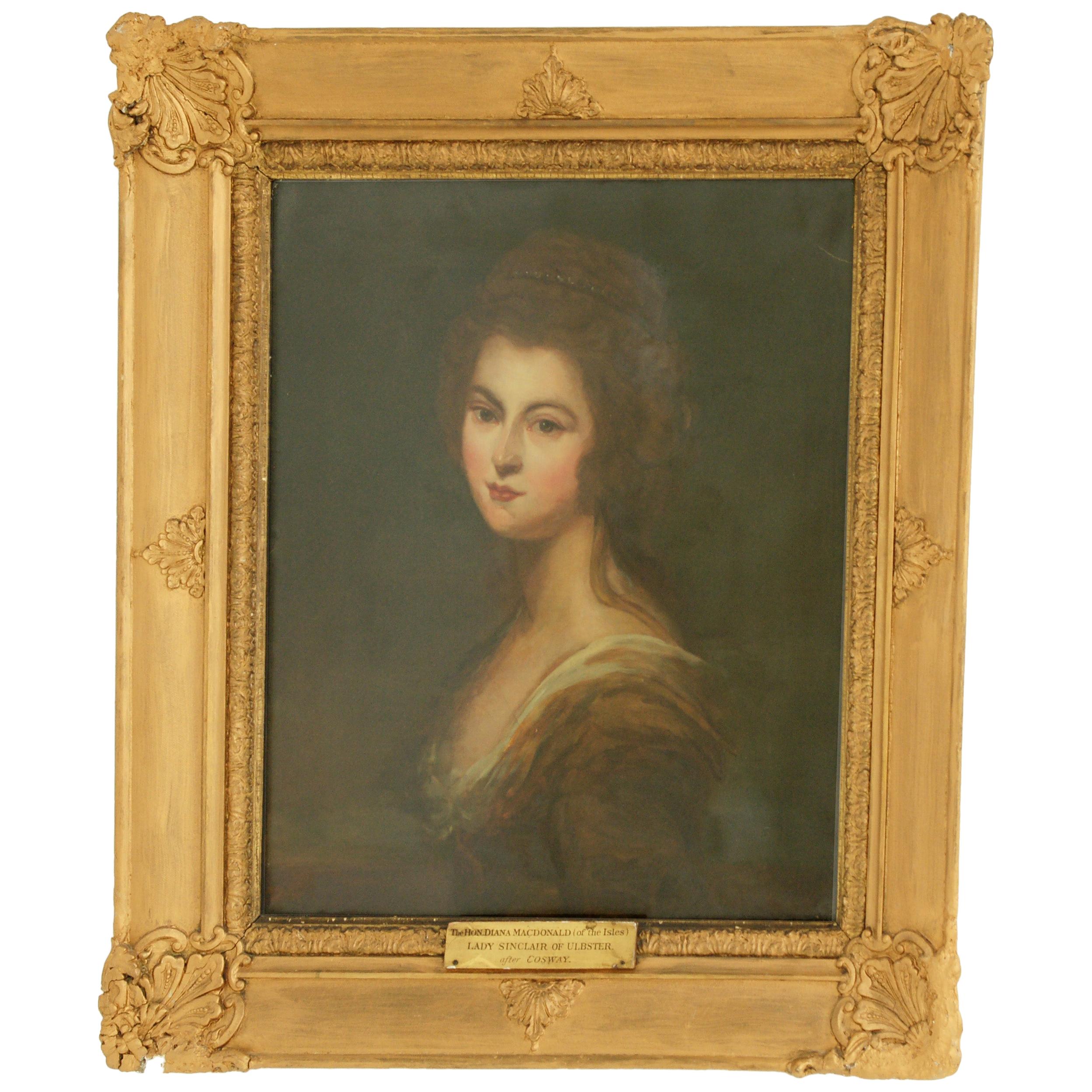 Antique Oil Painting, Diana McDonald, after Cosway, English School, 1880